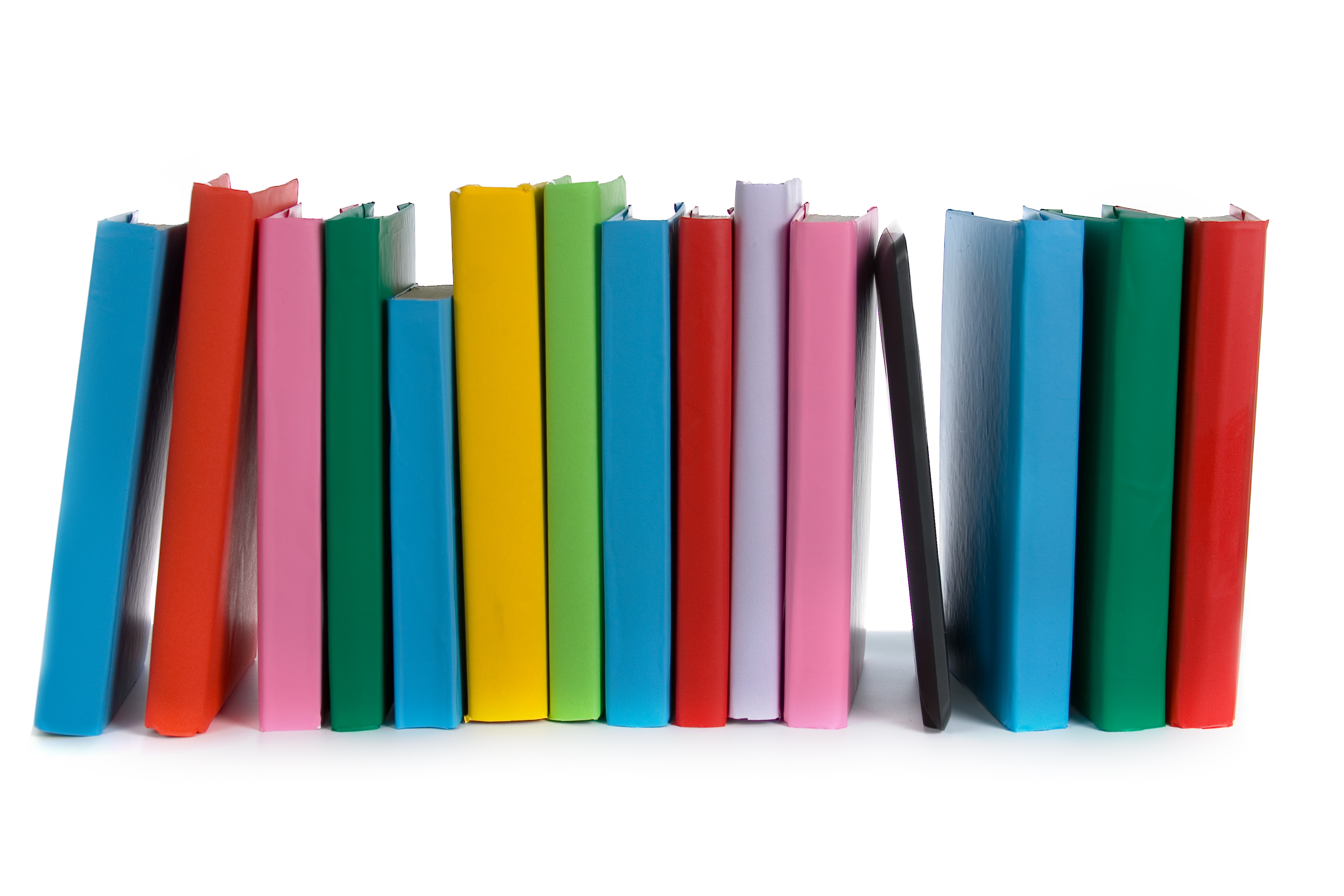 Lectura La imagen muestra una fila de libros de diversos colores