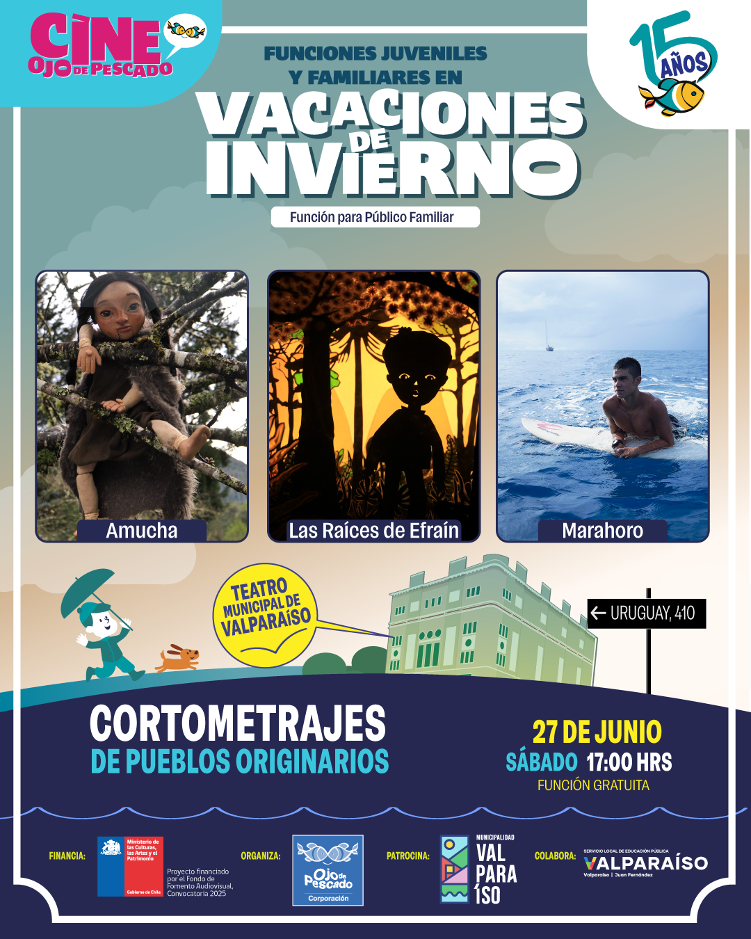 Afiche de actividades Ojo de Pescado en vacaciones de invierno