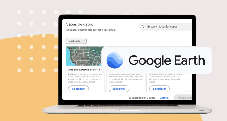 Logotipo de herramienta digital Google Earth y pantallazo de su sitio web