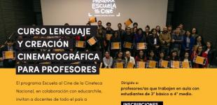 Afiche de la convocotaria al Curso Lenguaje y Creación Cinematográfica para profesores