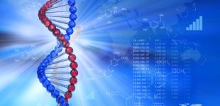 La imagen muestra las cadenas de ADN en un fondo azul 