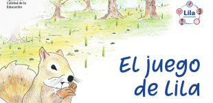portada del recursos que dice "El juego de Lila" con una ardilla comiendo