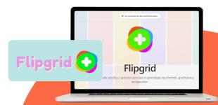 Logotipo de herramienta digital Flipgrid y pantallazo de su sitio web