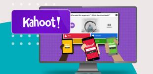 Logotipo de herramienta digital Kahoot y pantallazo de su sitio web