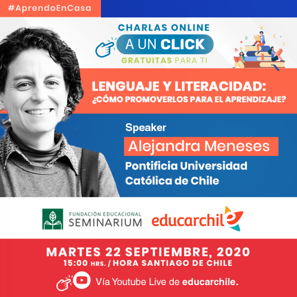 Afiche charla a un click lenguaje y literacidad