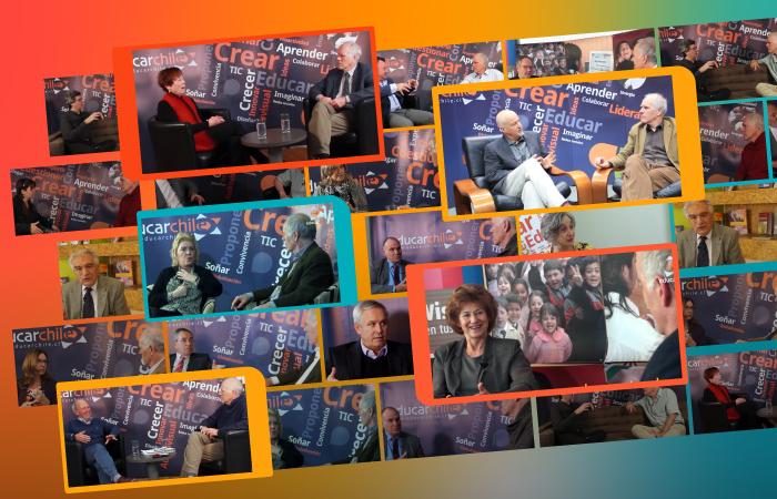 Collage de momentos icónicos de la serie Entrevista Educativa