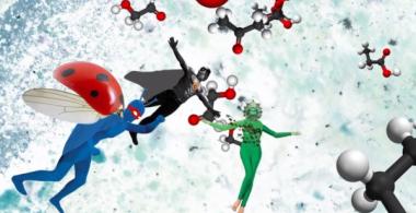 Imagen que personifica a los tres supermateriales como superhéroes. 