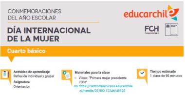 Actividad de aprendizaje Día Internacional de la Mujer 4° básico