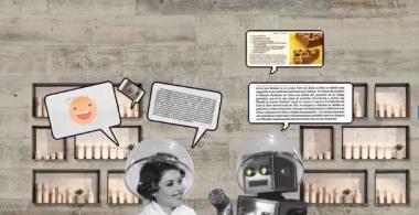 Un robot conversando con una mujer
