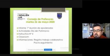 Foto de un consejo de profesores de la Escuela Nueva República realizado por Meet